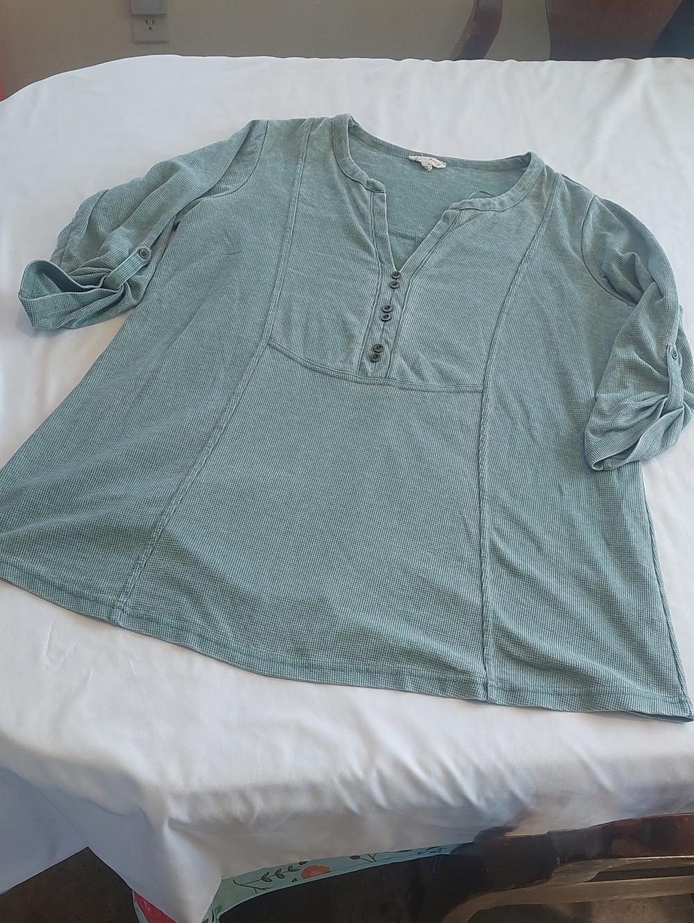Jane and Delancey Sage Green Ribbed Top.size 1x Soft And Comfy. 1/4 Sleeves .